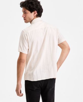 Men's Textured-Stripe Short-Sleeve Shirt