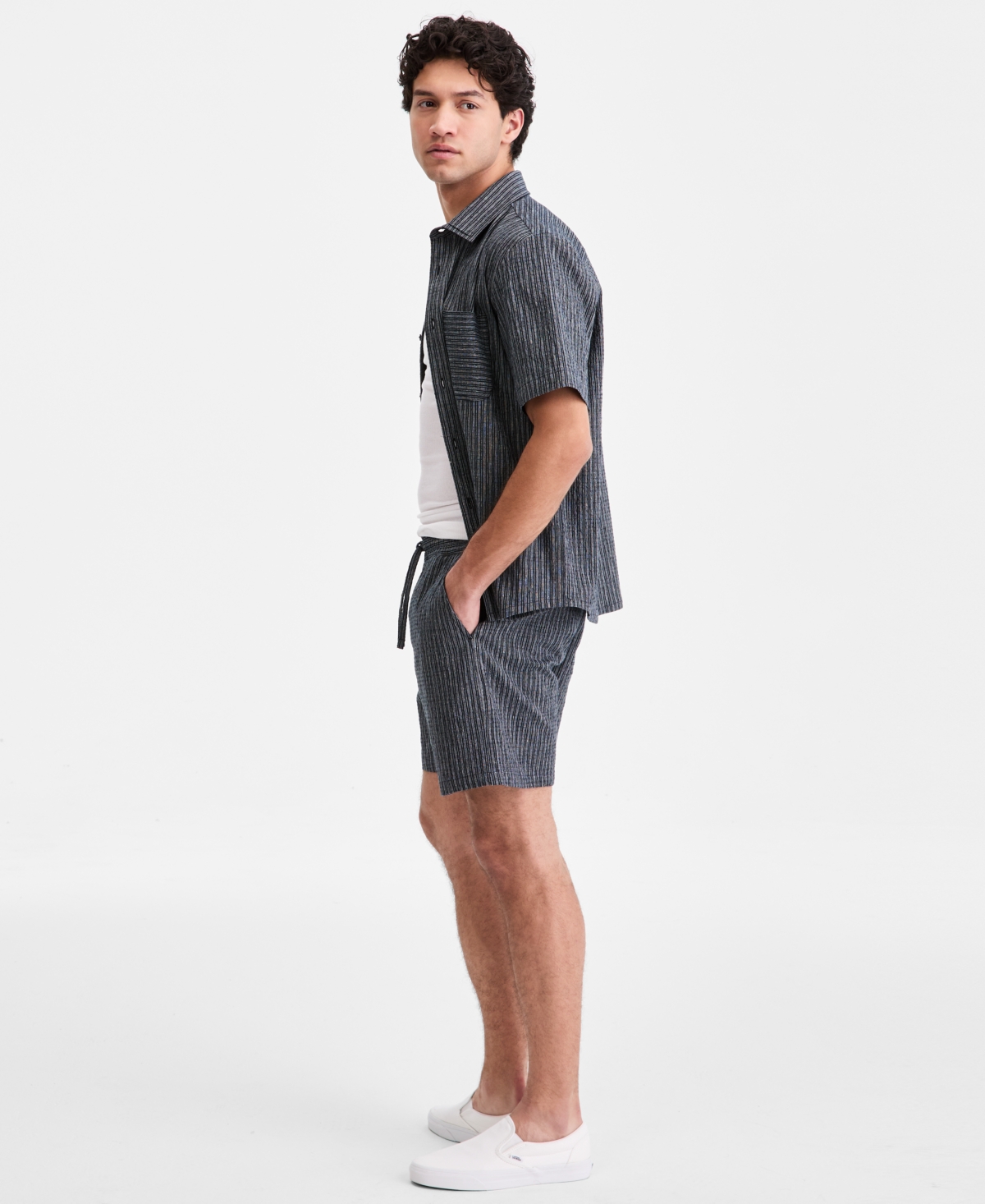 Sun + Stone Men's Jones Striped 6" Pull-On Shorts, Macy's Exclusive