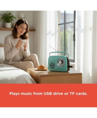 Portable Retro AM/FM/SW Vintage and Classic Radio, Bluetooth, Rechargeable, Orange – 4001802