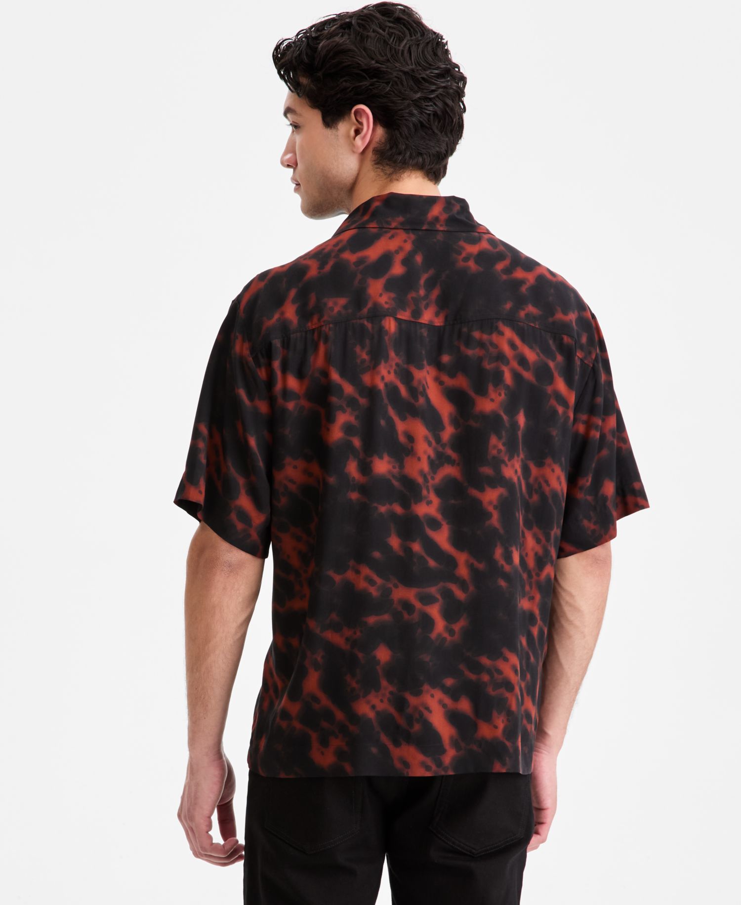 Men's Printed Short-Sleeve Oversized Camp Shirt