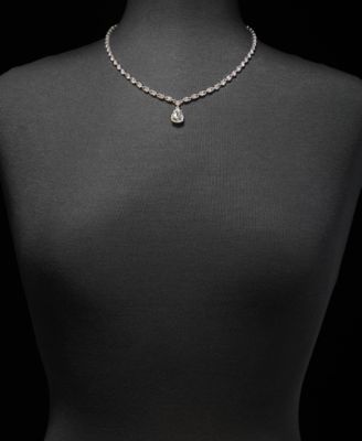 Cubic Zirconia Pear-Shape Pendant Necklace, 16" 