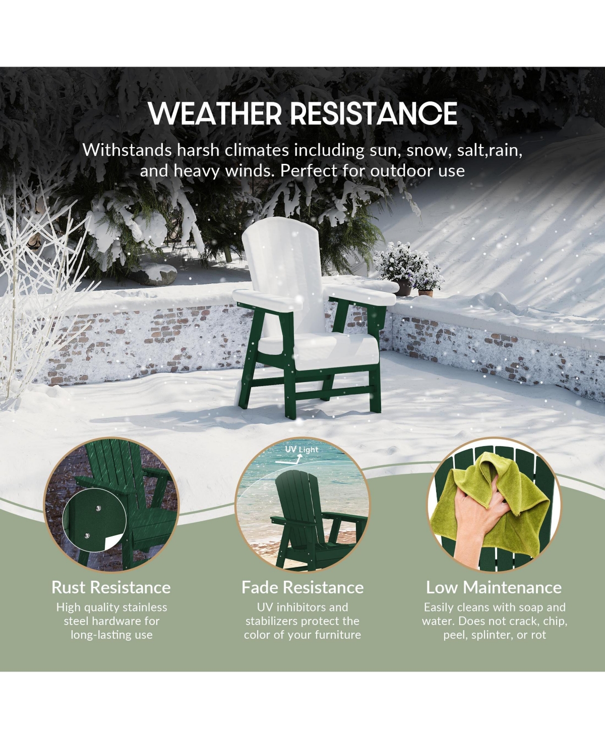WestinTrends Outdoor Patio Shell-back Adirondack Dining Chair Weather Resistant