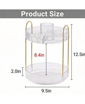 360&deg; Rotating 2-Tier Makeup Organizer for Vanity