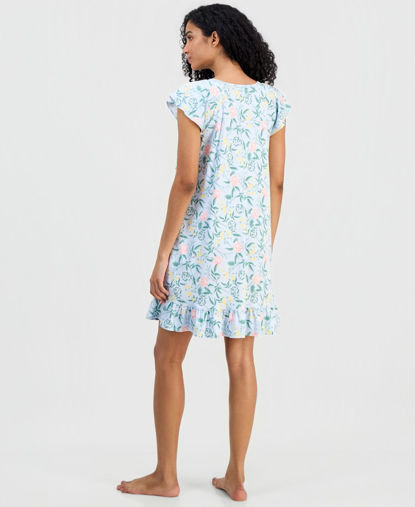 Женские платья Charter Club Printed Cotton Short Sleep Gown, цвет: Синий — фото 2