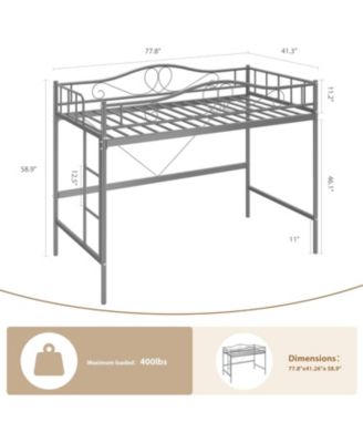 Twin Metal Loft Bed with Ladder & Full Guardrail, Heavy-Duty, Space-Saving, 400 lb Capacity, Noise-Free