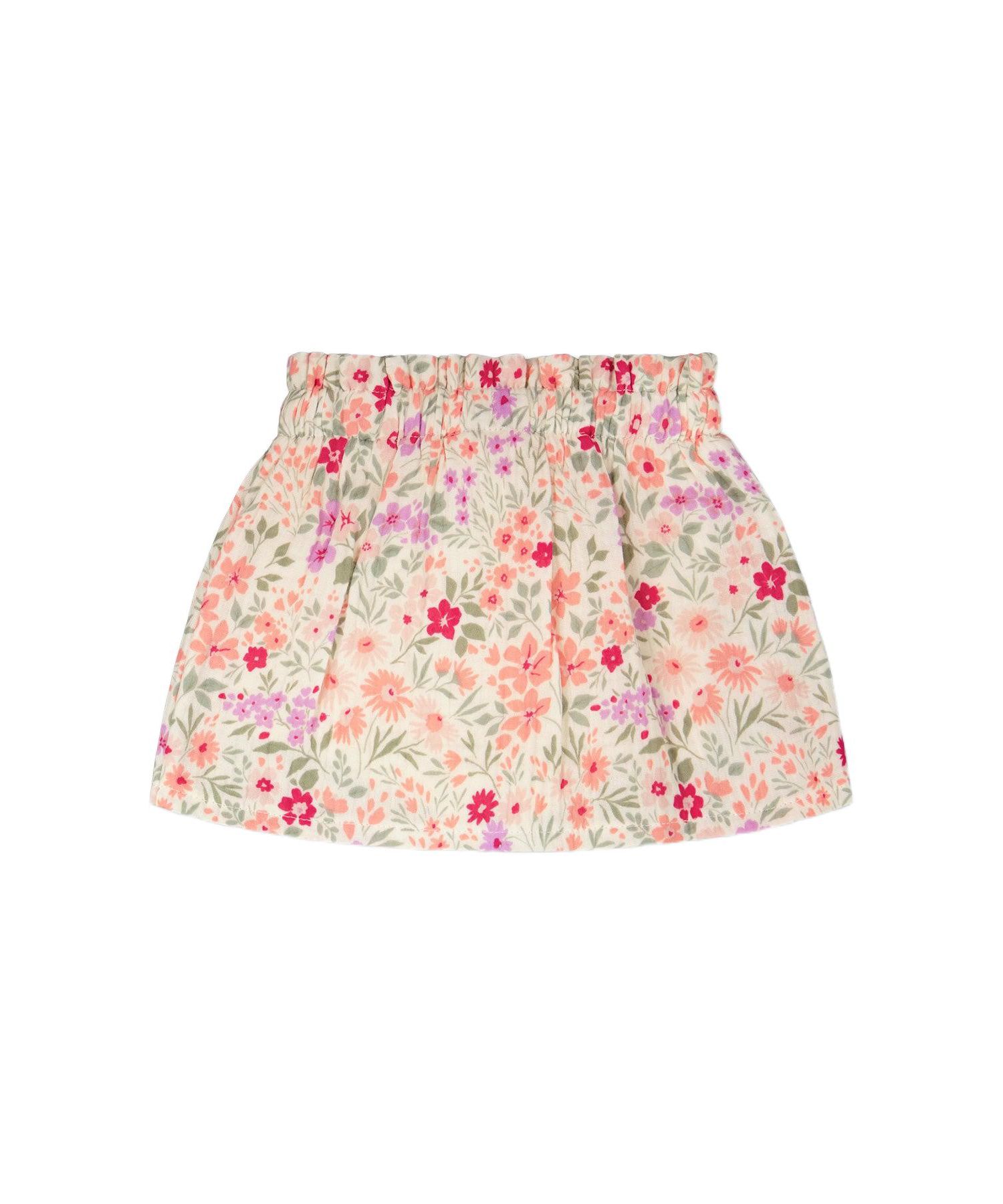 Baby Girls Muslin Skort Off White Printed Flowers