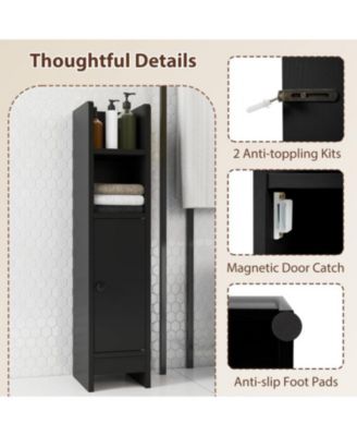 Narrow Bathroom Corner Storage Cabinet with Adjustable Shelf