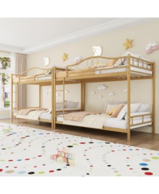 Metal Bunk Bed Twin Over Twin, Heavy Duty Bunkbeds Frame with Safety Guard Rails for Kids Boys GirlsSteel Bed for School, Bedroom Space-Saving,