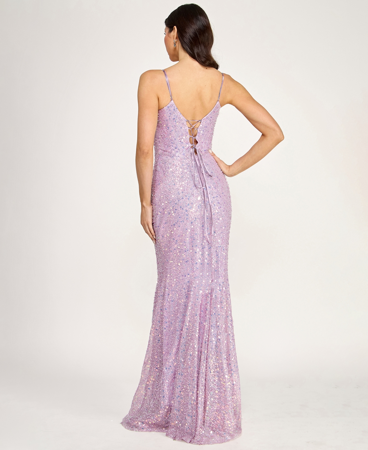 City Studios Juniors' Cracked Ice Sweetheart Neck Sequin Gown