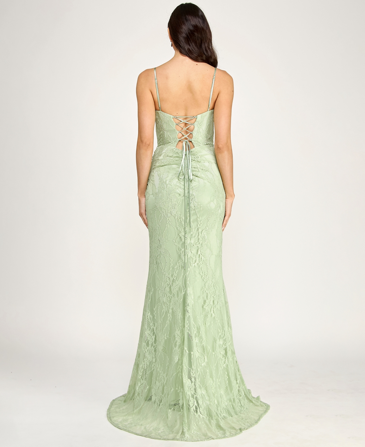 City Studios Juniors' Sequin Corset Strappy Scoop Neck Gown