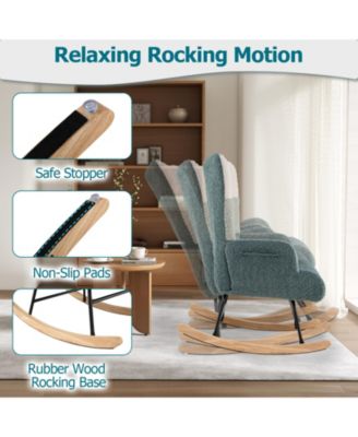 Nursery Rocking Chair with Ergonomic Armrests and High Back