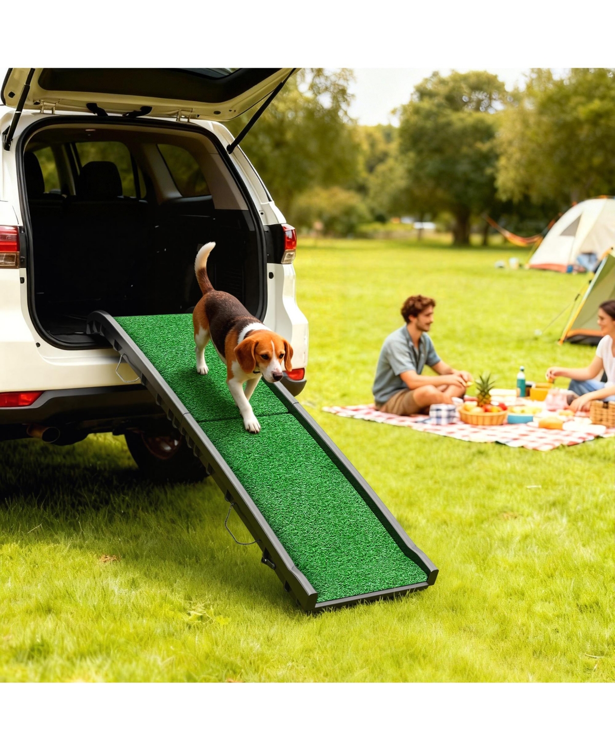 PawHut Folding Dog Ramp for Car, 61 Inches Pet Ramp with Frosted Surface