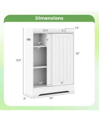 Slim Bathroom Floor Storage Cabinet with Built-In Toilet Paper Holders