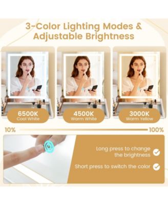 LED Lighted Vanity Desk Makeup Table with 3 Color Lighting Modes