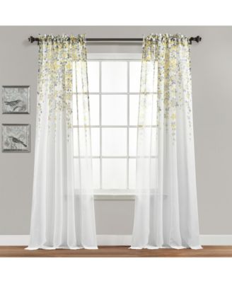 Weeping Flower Room Darkening Window Curtain Panels Pair 52"W x 84"L + 2" - Floral Curtains for Bedroom - Living Room Curtains
