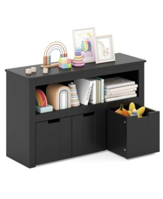 Kids Toy Storage Cabinet with Wheels and Cube Shelves