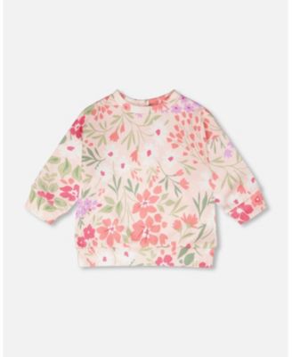 Toddler Girls French Terry Sweatshirt Pink Printed Flowers - Toddler|Child