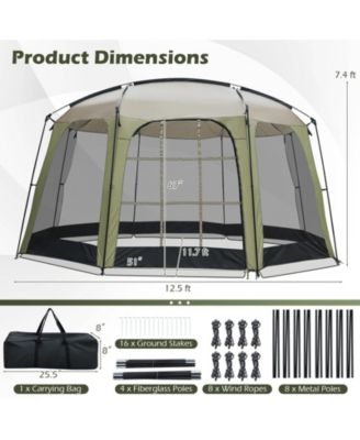 Netted Canopy Tent for 6-8 People with Zippered Door, Outdoor Screen Shelter