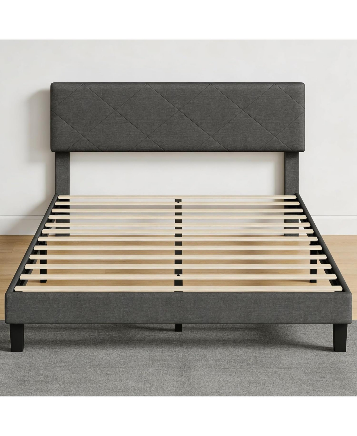 gaomon Size Bed Frame with Upholstered Headboard, Size Platform Bed Frame with Wooden Slat Support