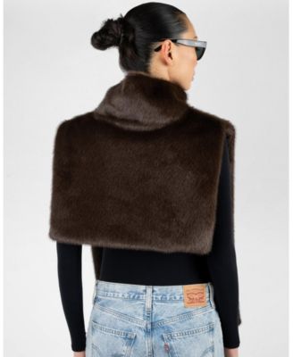 Women's Faux Fur Mock neck Vest