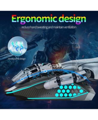 2.4G Wireless Rechargeable Gaming Mouse, Honeycomb Hollow Design, RGB Backlight, 3-Speed DPI (800/1200/1600), Silent Click,for Gamers