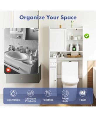 Standing Toilet Storage Rack Cabinet with Smooth Sliding Door