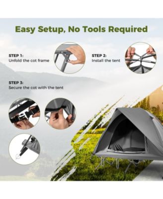 2-Person Foldable Camping Cot Tent Combo, Off-Ground Sleeping Shelter for Adults