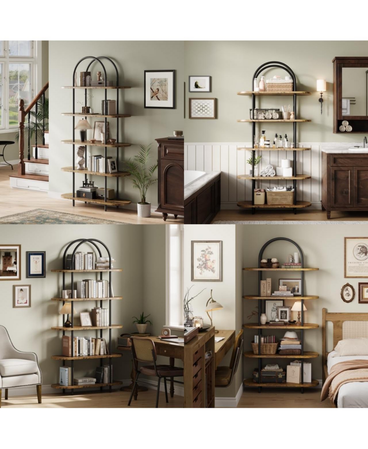 Gaomon 71" 5-Tier Metal Collapsible Bookshelf, Portable Freestanding Storage Bookcase