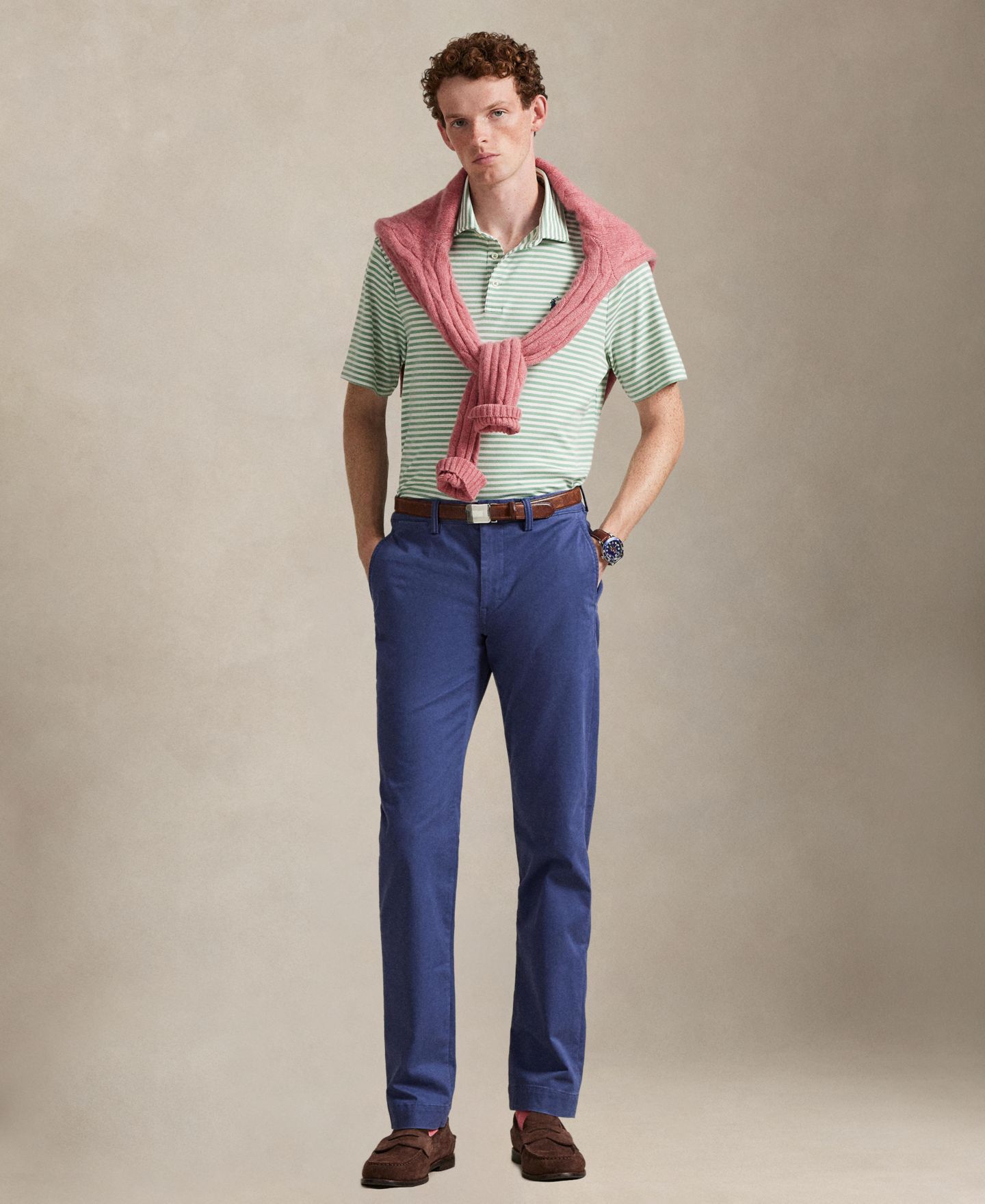 Мужское поло Polo Ralph Lauren Classic Stripe Polo Shirt, цвет: Выцветший мятный / Белый — фото 2