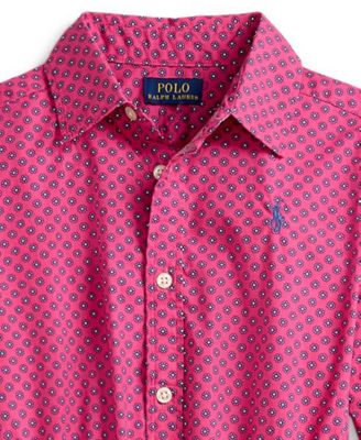 Girls' 7-16 Floral Long-Sleeve Shirt Dress