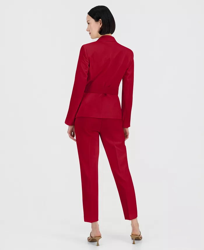 Women's Belted Asymmetrical Jacket & Slim-Fit Pantsuit Set - thumbnail 6
