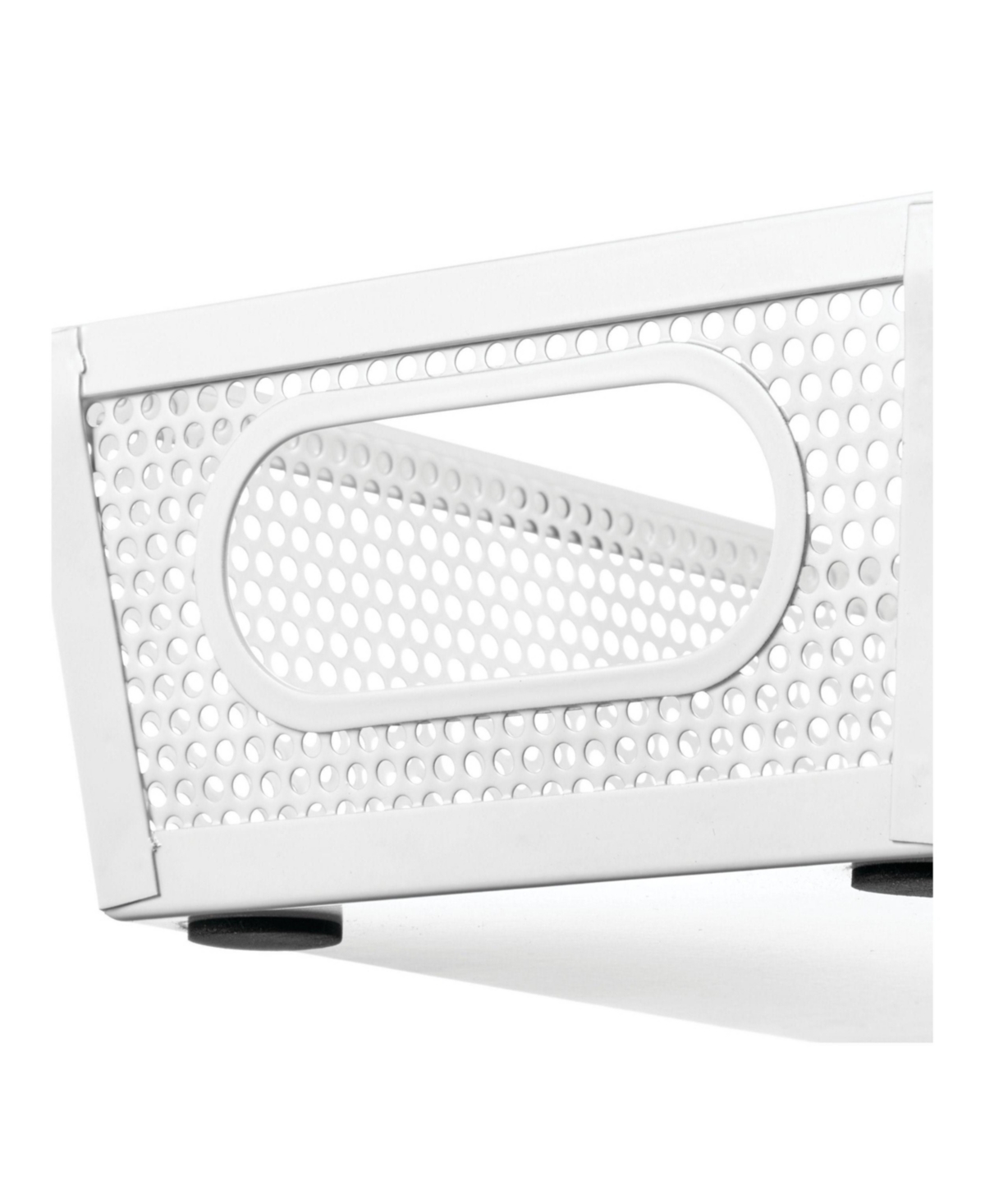 mDesign Perforated Metal Storage Bin with Handles - Set of 4 - Matte White