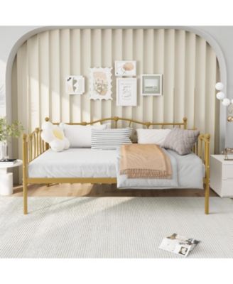 Daybed Frame, Metal Platform Sofa Bed with Headboard, Steel Slats, 12&acirc;€ Storage - Twin