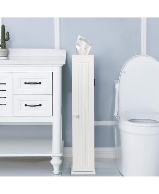 Freestanding Toilet Paper Holder Stand with 4 Shelves and Top Slot