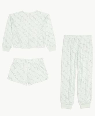 Girls' 6-16 Long-Sleeve Top, Shorts & Pants Pajama, 3-Piece Set