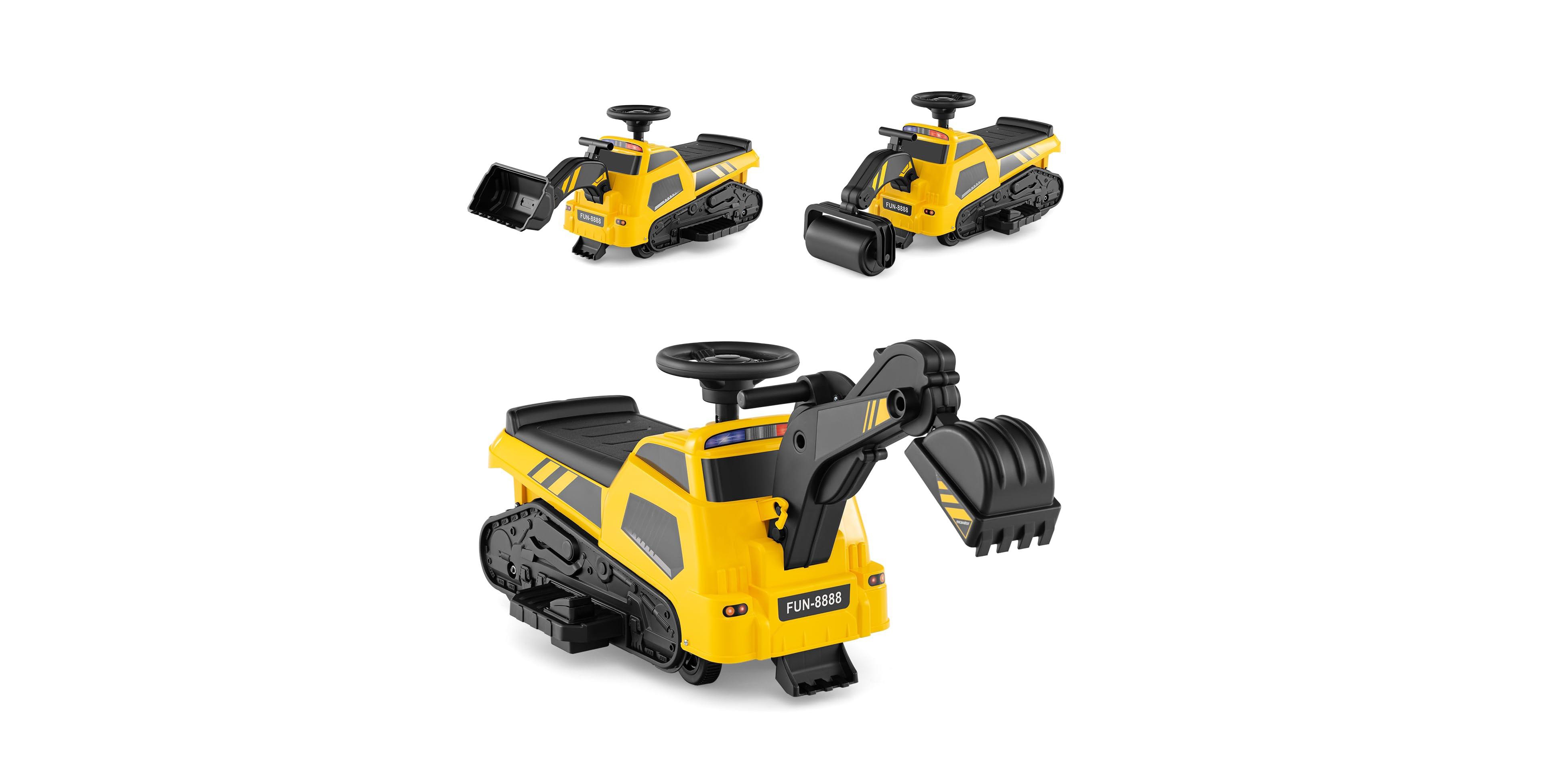 Mecale 6V Ride on Tractor 3-in-1 Electric Excavator with Adjustable Arms and Music