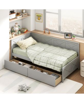 Modern Twin Daybed with Two Drawers and Slat Support - 42