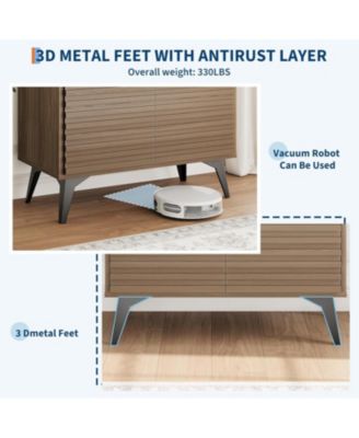 Farmhouse Sideboard Buffet Cabinet with Storage,Fluted Storage Cabinet with Adjustable Shelves for Dining Room, Entryway, Kitchen