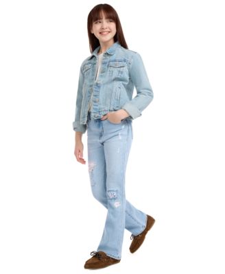 Girls' 7-16 Stitch Detail Flare Jeans