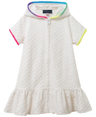 Girls' 2T-5 Hooded Zipper Front Floral Cover-Up