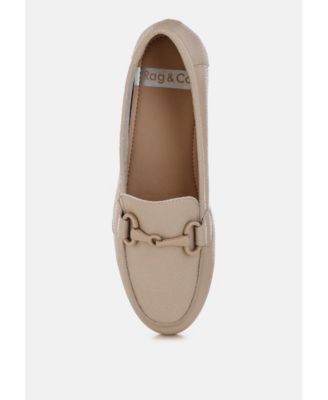 Womens Taranis Monochromatic Horsebit Real Leather Loafers