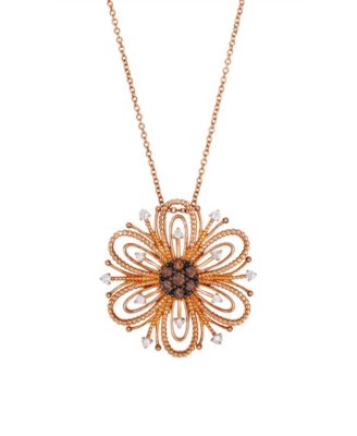 Chocolate & Vanilla Diamonds (0.50 ct. t.w.) Pendant Necklace in 14k Strawberry Gold
