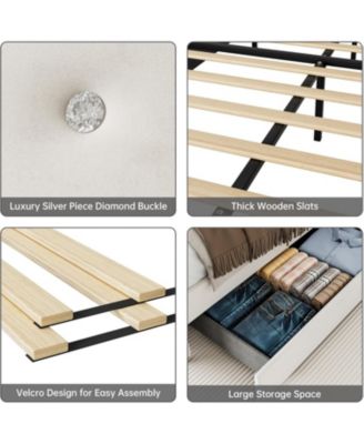 Queen Upholstered Platform Bed Frame with Trundle