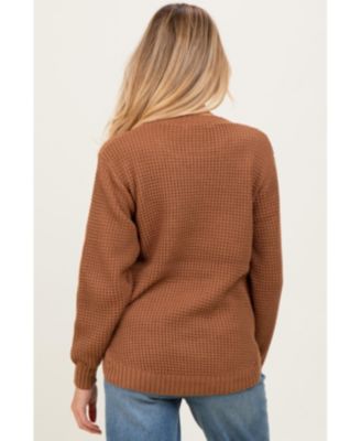 Maternity Ivory Waffle Knit Rounded Hem Sweater