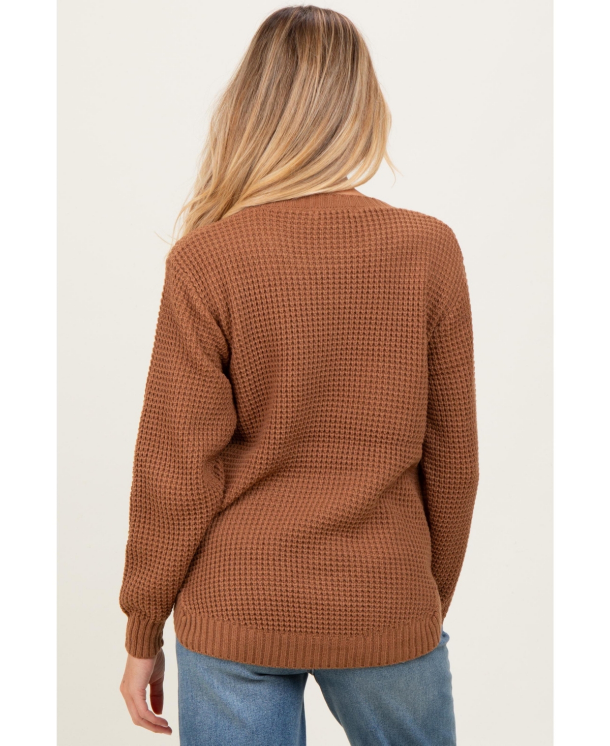 Pinkblush Maternity Ivory Waffle Knit Rounded Hem Sweater