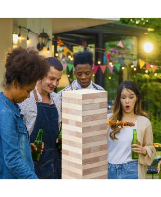 60-Piece Giant Tumbling Timber Set with Storage Crate & Scoreboard