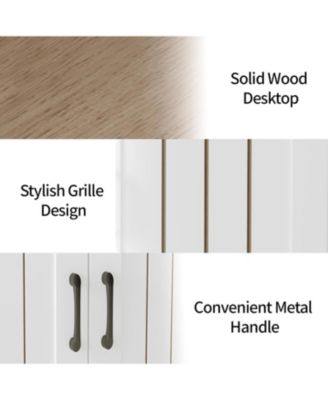 42.5 in Sideboard Buffet Cabinet with Storage, Wooden Kitchen Storage Cabinet with Adjustable Shelf, Drawers & Barn Doors