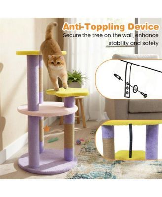 29-Inch Cat Tree Tower with Anti-Tip Base, 4 Multi-Level Perches & Jute Scratching Posts for All Cats, Large Kittens to Adults