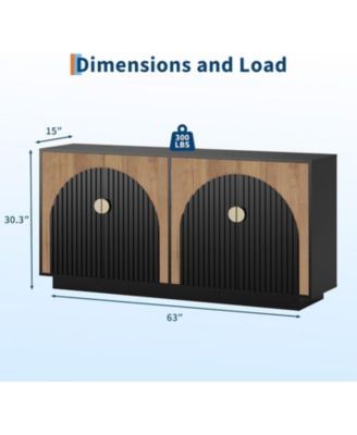 "Modern Farmhouse Sideboard Buffet Cabinet with Fluted Doors – Versatile Storage for Dining Room, Coffee Bar, Kitchen & Wine Bar