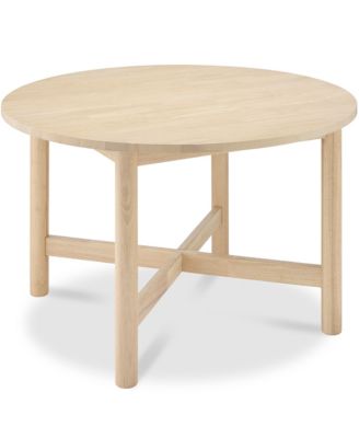 47In Round Solid Wood Dining Table, Modern Farmhouse Table For 4, Space Saving, Easy Assembly
